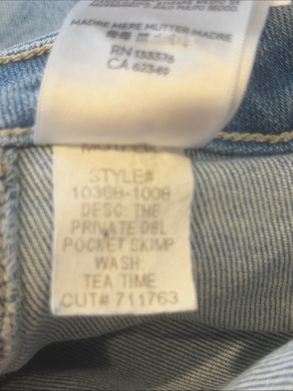MOTHER Washed Light Blue Straight Jeans 30 NWT Double Pocket high waisted